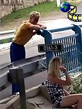 Couple shagging near bridge